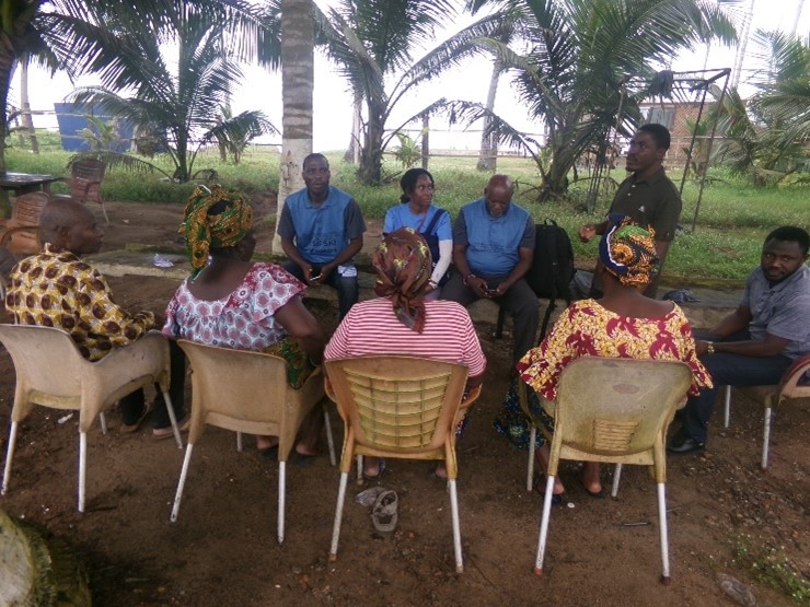 The team making a courtesy call on the key fisherfolk personalities in Cape Coast - Duakor